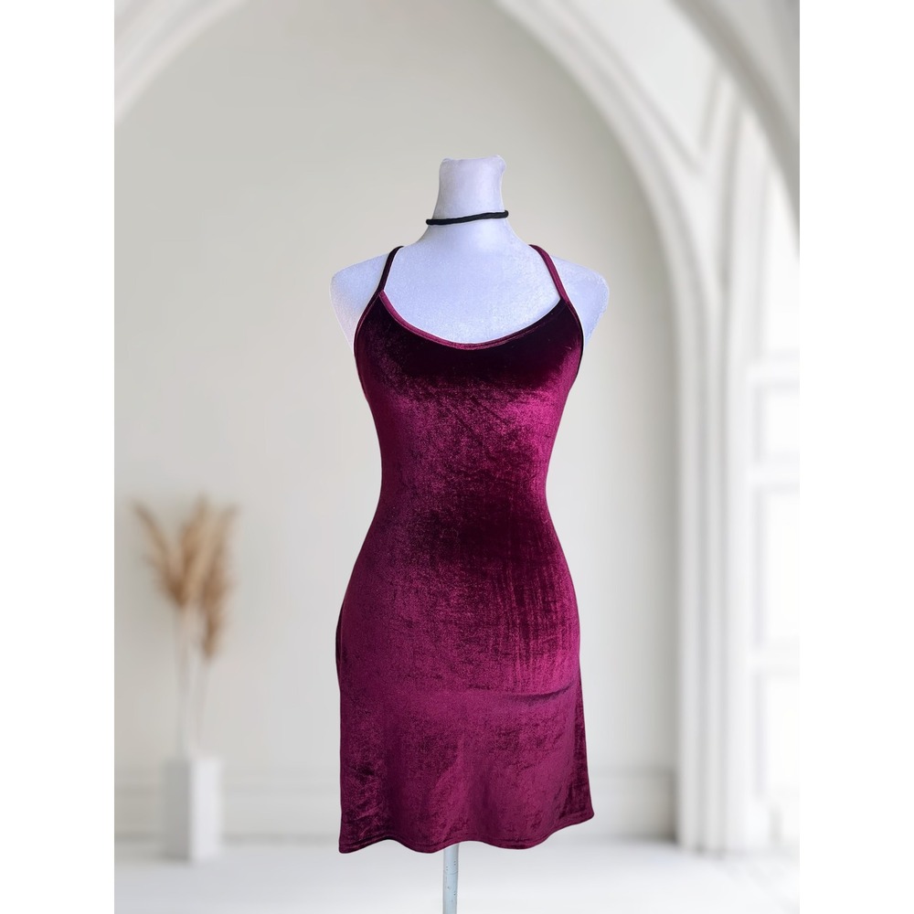 Velvet Lace-Up Backless Bodycon Mini Dress